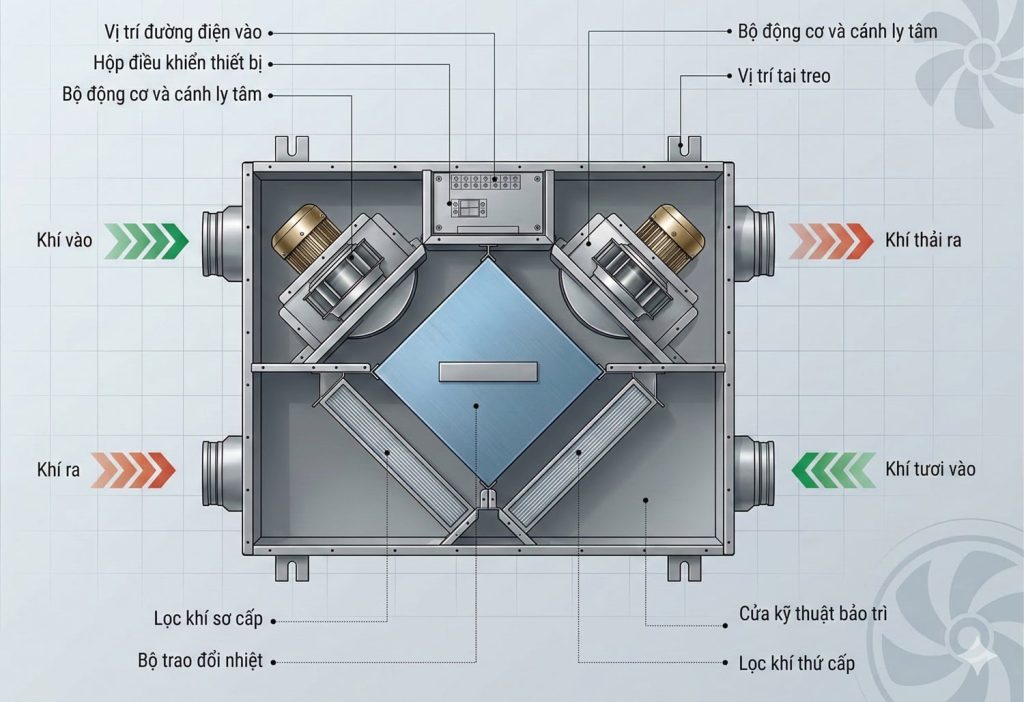cấu tạo quạt cấp khí tươi vortex