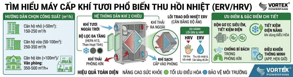 Máy cấp khí tươi phổ biến thu hồi nhiệt