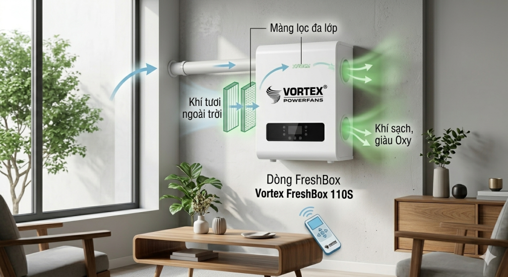 Máy cấp khí tươi thu hồi nhiệt Freshbox 110S