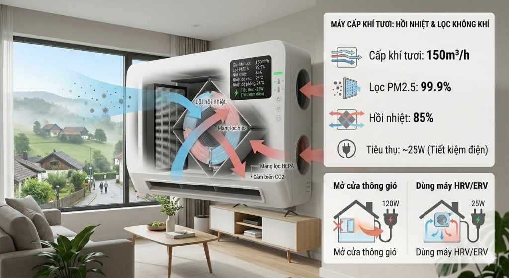 Cách sử dụng máy cấp khí tươi tiết kiệm điện
