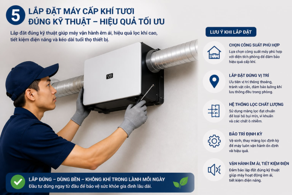Vortex lắp máy cấp khí tươi chuẩn
