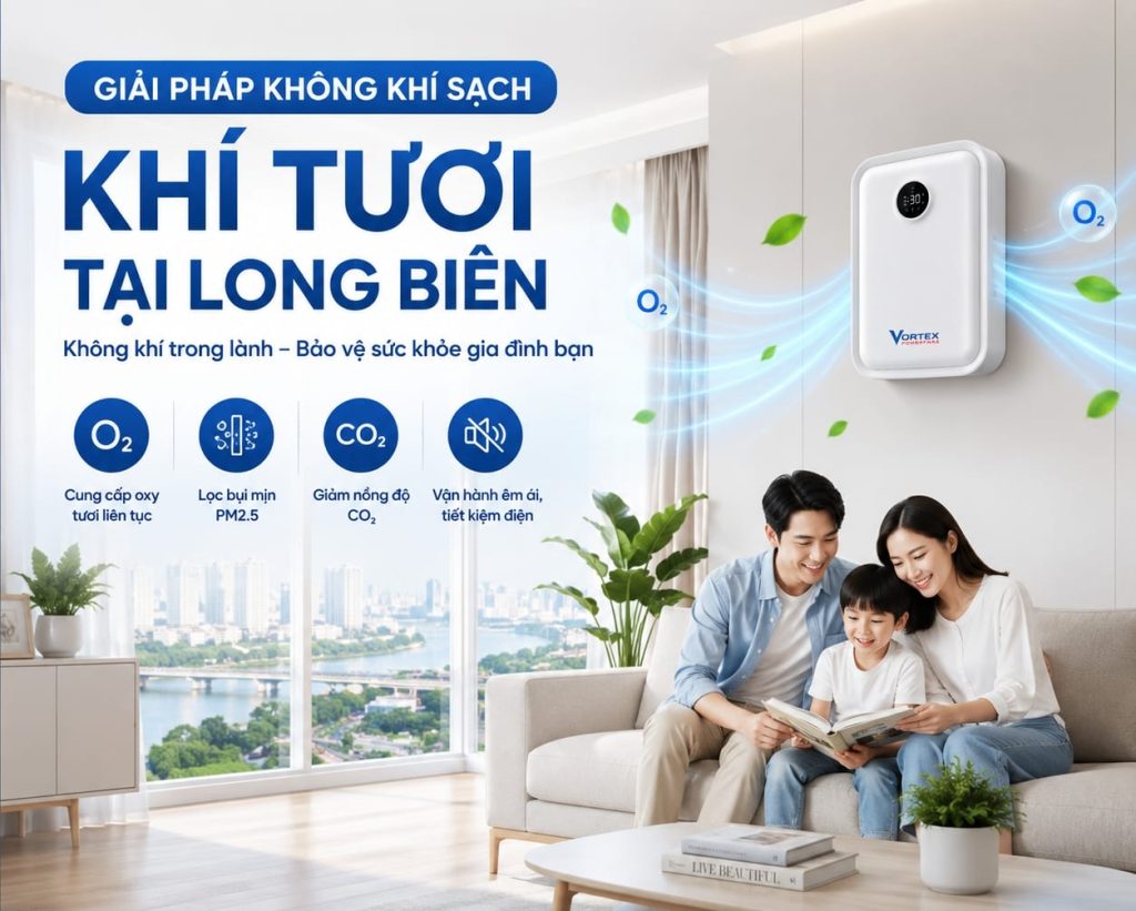 Vortex cung cấp hệ thống máy cấp khí tươi tại Quận Long Biên