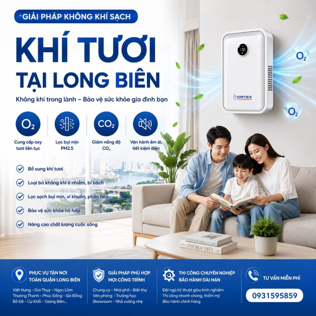 Vortex cung cấp hệ thống máy cấp khí tươi tại Quận Long Biên Vortex cung cấp hệ thống máy cấp khí tươi tại Quận Long Biên