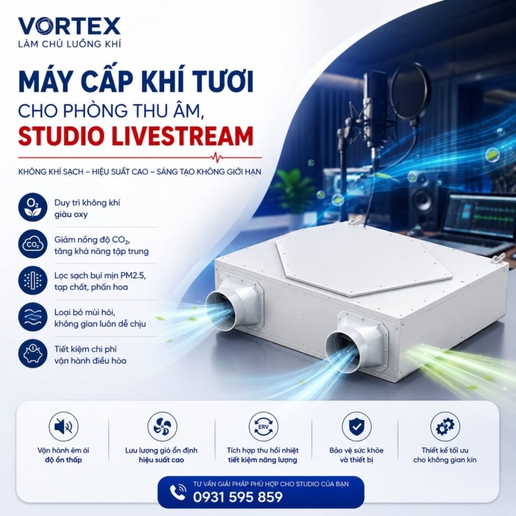 Hệ thống Máy Cấp Khí Tươi Cho Phòng Thu Âm, Studio Livestream