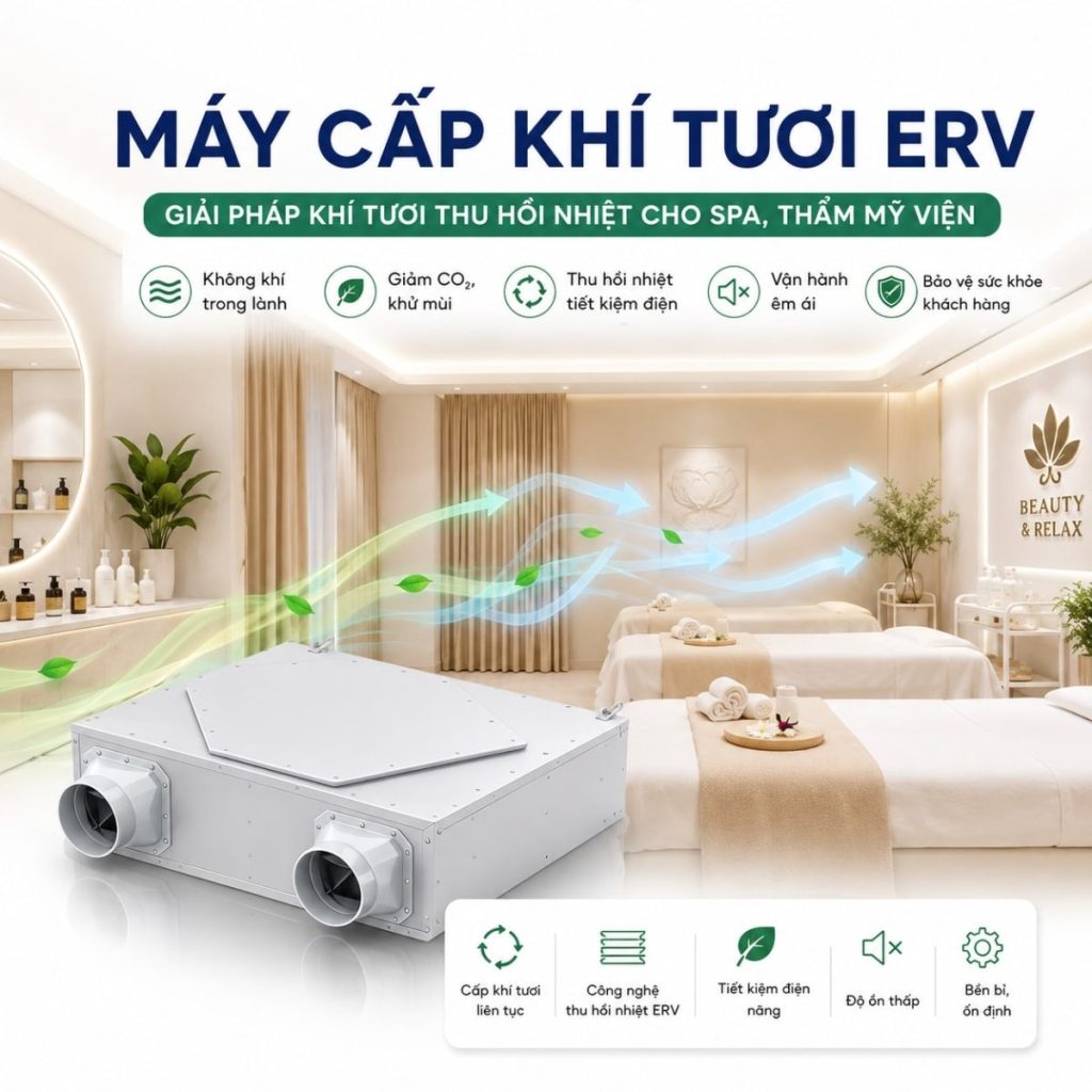 cấp khí tươi cho spa, thẩm mỹ viện