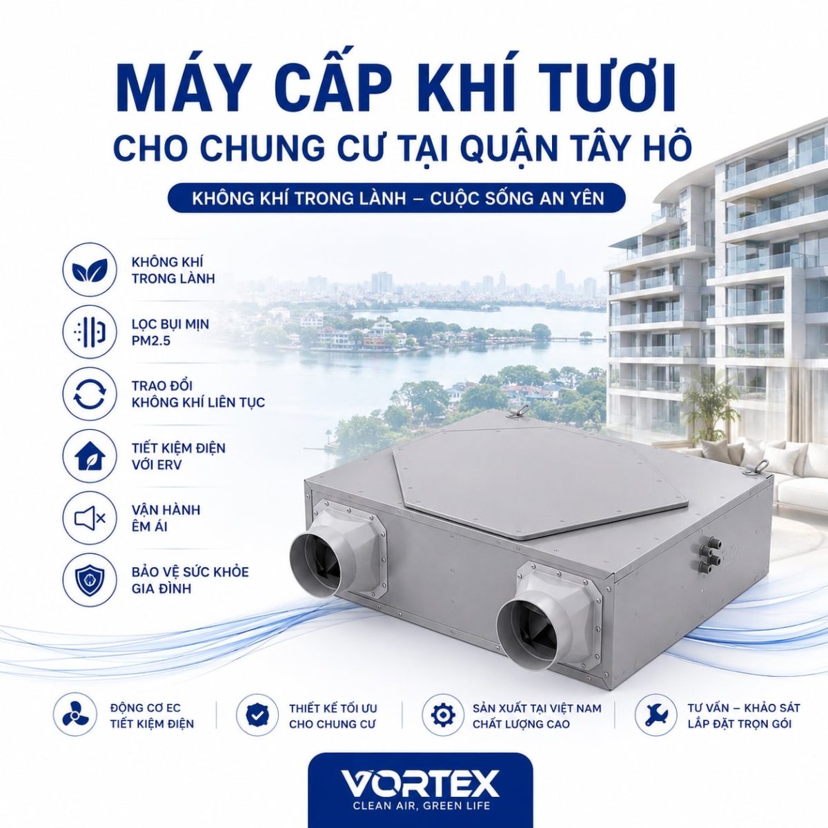 Máy Cấp Khí Tươi Cho Chung Cư Tại Quận Tây Hồ