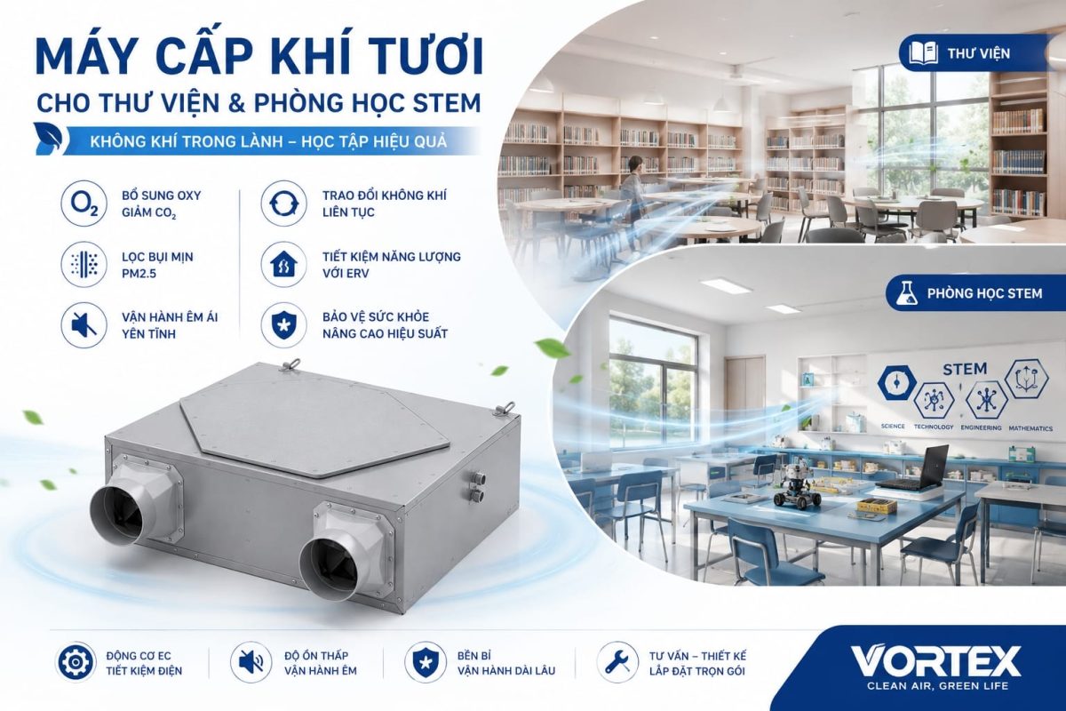 Máy Cấp Khí Tươi Cho Thư Viện, Phòng Học STEM máy cấp khí tươi